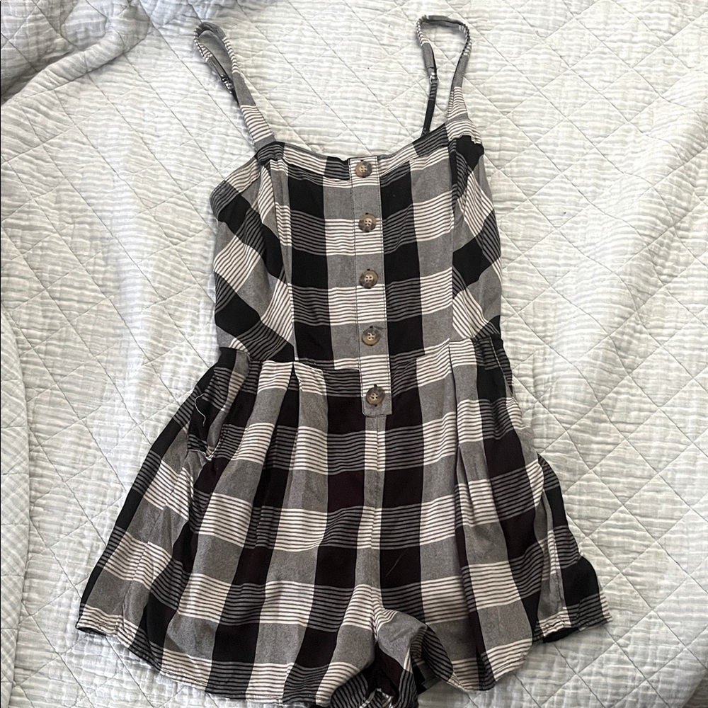 Hollister Checkered Black and White Romper